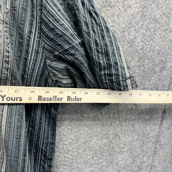 Tommy Bahama Shirt Mens Large Green Stripes Button Down Silk Seersucker Vintage - Picture 3 of 9